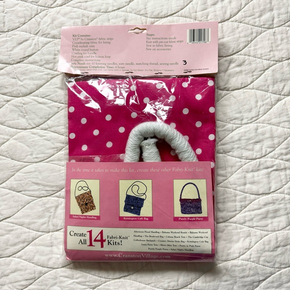 Vintage Cranston Fabri Knit Knitting fabric kit. Pretty in Pink Purse Deadstock - Picture 1 of 6